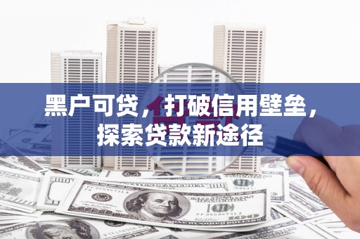 苏家屯黑户可贷，打破信用壁垒，探索贷款新途径