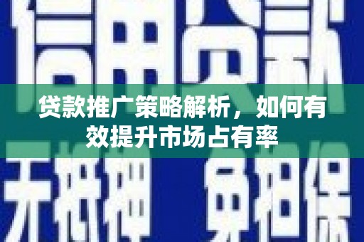 雨山贷款推广策略解析，如何有效提升市场占有率