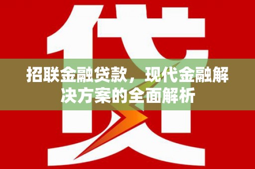 丹徒招联金融贷款，现代金融解决方案的全面解析