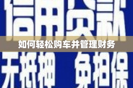 成华如何轻松购车并管理财务